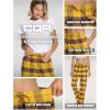 CQR Women’s 100% Cotton Flannel Plaid Pajama Pants, Brushed Soft Lounge & Sleepwear PJ Bottoms with Pockets(Flannel Pants Yellow Cat)