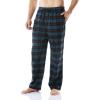 CQR Men’s 100% Cotton Plaid Flannel Pajama Pants, Brushed Soft Lounge & Sleep PJ Bottoms with Pockets(Flannel Pajama Navy & Blue)
