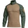 CQR Men’s Combat Shirt Tactical 1/4 Zip Long Sleeve Military BDU Shirts Camo EDC Top with Pockets(Military Shirts Olive Green)