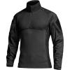 CQR Men’s Combat Shirt Tactical 1/4 Zip Long Sleeve Military BDU Shirts Camo EDC Top with Pockets(Raider Black)