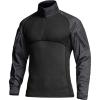CQR Men’s Combat Shirt Tactical 1/4 Zip Long Sleeve Military BDU Shirts Camo EDC Top with Pockets(Raider Charcoal)