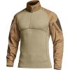 CQR Men’s Combat Shirt Tactical 1/4 Zip Long Sleeve Military BDU Shirts Camo EDC Top with Pockets(Raider Cougar)