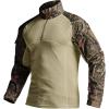 CQR Men’s Combat Shirt Tactical 1/4 Zip Long Sleeve Military BDU Shirts Camo EDC Top with Pockets(Raider Hunting Camo)