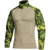 CQR Men’s Combat Shirt Tactical 1/4 Zip Long Sleeve Military BDU Shirts Camo EDC Top with Pockets(Raider Monsoon Camo)