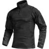 CQR Men’s Combat Shirt Tactical 1/4 Zip Long Sleeve Military BDU Shirts Camo EDC Top with Pockets(Raider Pro Black)