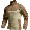 CQR Men’s Combat Shirt Tactical 1/4 Zip Long Sleeve Military BDU Shirts Camo EDC Top with Pockets(Raider Pro Cougar)