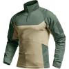 CQR Men’s Combat Shirt Tactical 1/4 Zip Long Sleeve Military BDU Shirts Camo EDC Top with Pockets(Raider Pro Green Kelp)