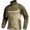 CQR Men’s Combat Shirt Tactical 1/4 Zip Long Sleeve Military BDU Shirts Camo EDC Top with Pockets(Raider Pro Soil Green)