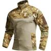 CQR Men’s Combat Shirt Tactical 1/4 Zip Long Sleeve Military BDU Shirts Camo EDC Top with Pockets(Raider Pro Utility Camo)