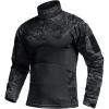 CQR Men’s Combat Shirt Tactical 1/4 Zip Long Sleeve Military BDU Shirts Camo EDC Top with Pockets(Raider Pro Utility Camo Black)