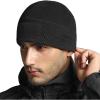 CQR Men’s Fleece Tactical Beanie, Lightweight Army Military Skull Cap, Soft Warm Winter Hat with Small Pocket(Grid Flex Black)