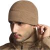 CQR Men’s Fleece Tactical Beanie, Lightweight Army Military Skull Cap, Soft Warm Winter Hat with Small Pocket(Grid Flex Coyote)