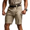 CQR Men’s Flex Casual Cargo Shorts, Lightweight Water Resistant Golf Shorts, Stretch Tactical Work Shorts with Multi-Pocket(Tac Alamo Khaki)