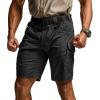 CQR Men’s Flex Casual Cargo Shorts, Lightweight Water Resistant Golf Shorts, Stretch Tactical Work Shorts with Multi-Pocket(Tac Black)