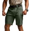 CQR Men’s Flex Casual Cargo Shorts, Lightweight Water Resistant Golf Shorts, Stretch Tactical Work Shorts with Multi-Pocket(Tac Green Kelp)