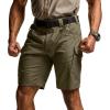CQR Men’s Flex Casual Cargo Shorts, Lightweight Water Resistant Golf Shorts, Stretch Tactical Work Shorts with Multi-Pocket(Tac Soil Green)