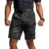 CQR Men’s Flex Casual Cargo Shorts, Lightweight Water Resistant Golf Shorts, Stretch Tactical Work Shorts with Multi-Pocket(Tac Utility Camo Black)