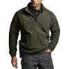 CQR Men’s Full-Zip Tactical Jacket, Soft Warm Military Winter Fleece Jackets, Outdoor Coats with Zipper Pockets(Grid Flex Army Green)