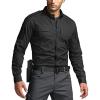 CQR Men’s Long Sleeve Tactical Shirts, Ripstop Military Work Shirts, UPF 50+ Breathable Button Down Outdoor Hiking Shirt(Journeyman Black)