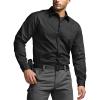 CQR Men’s Long Sleeve Tactical Shirts, Ripstop Military Work Shirts, UPF 50+ Breathable Button Down Outdoor Hiking Shirt(Metro Black)