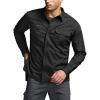 CQR Men’s Long Sleeve Tactical Shirts, Ripstop Military Work Shirts, UPF 50+ Breathable Button Down Outdoor Hiking Shirt(Supervisor Black)