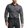 CQR Men’s Long Sleeve Tactical Shirts, Ripstop Military Work Shirts, UPF 50+ Breathable Button Down Outdoor Hiking Shirt(Supervisor Charcoal)
