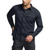 CQR Men’s Long Sleeve Tactical Shirts, Ripstop Military Work Shirts, UPF 50+ Breathable Button Down Outdoor Hiking Shirt(Supervisor Operator Navy)