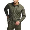 CQR Men’s Long Sleeve Tactical Shirts, Ripstop Military Work Shirts, UPF 50+ Breathable Button Down Outdoor Hiking Shirt(Supervisor Soil Green)