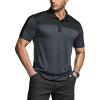 CQR Men’s Polo Shirts, Tactical Short Sleeve Golf Performance Shirts, Lightweight Dry Fit UPF 50+ Pique(Commander Charcoal)