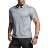 CQR Men’s Polo Shirts, Tactical Short Sleeve Golf Performance Shirts, Lightweight Dry Fit UPF 50+ Pique(Commander Light Grey)