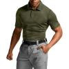 CQR Men’s Polo Shirts, Tactical Short Sleeve Golf Performance Shirts, Lightweight Dry Fit UPF 50+ Pique(Frost Basic Army Green)