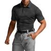 CQR Men’s Polo Shirts, Tactical Short Sleeve Golf Performance Shirts, Lightweight Dry Fit UPF 50+ Pique(Frost Basic Black)