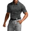 CQR Men’s Polo Shirts, Tactical Short Sleeve Golf Performance Shirts, Lightweight Dry Fit UPF 50+ Pique(Frost Basic Charcoal)