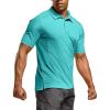 CQR Men’s Polo Shirts, Tactical Short Sleeve Golf Performance Shirts, Lightweight Dry Fit UPF 50+ Pique(Frost Essential Aqua Blue)