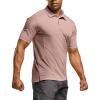CQR Men’s Polo Shirts, Tactical Short Sleeve Golf Performance Shirts, Lightweight Dry Fit UPF 50+ Pique(Frost Essential Ash Pink)