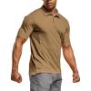 CQR Men’s Polo Shirts, Tactical Short Sleeve Golf Performance Shirts, Lightweight Dry Fit UPF 50+ Pique(Frost Essential Coyote)