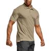 CQR Men’s Polo Shirts, Tactical Short Sleeve Golf Performance Shirts, Lightweight Dry Fit UPF 50+ Pique(Frost Essential Khaki)