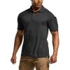 CQR Men’s Polo Shirts, Tactical Short Sleeve Golf Performance Shirts, Lightweight Dry Fit UPF 50+ Pique(Frost Pro Black)
