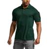 CQR Men’s Polo Shirts, Tactical Short Sleeve Golf Performance Shirts, Lightweight Dry Fit UPF 50+ Pique(Frost Pro Dark Green)