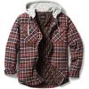 CQR Men’s Quilted Lined Flannel Hooded Shirt Jacket, Soft Warm Long Sleeve Outdoor Cotton Plaid Shirt Jackets(Quilted Lined Burnt Larch)