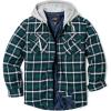 CQR Men’s Quilted Lined Flannel Hooded Shirt Jacket, Soft Warm Long Sleeve Outdoor Cotton Plaid Shirt Jackets(Quilted Lined Green Ombre)