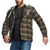 CQR Men’s Quilted Lined Flannel Hooded Shirt Jacket, Soft Warm Long Sleeve Outdoor Cotton Plaid Shirt Jackets(Quilted Lined Hickory Green)
