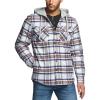 CQR Men’s Quilted Lined Flannel Hooded Shirt Jacket, Soft Warm Long Sleeve Outdoor Cotton Plaid Shirt Jackets(Quilted Lined Wild Rice)