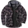 CQR Men’s Quilted Lined Flannel Hooded Shirt Jacket, Soft Warm Long Sleeve Outdoor Cotton Plaid Shirt Jackets(Stealth Coal Miner)