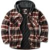 CQR Men’s Quilted Lined Flannel Hooded Shirt Jacket, Soft Warm Long Sleeve Outdoor Cotton Plaid Shirt Jackets(Stealth Folk Tale)