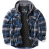 CQR Men’s Quilted Lined Flannel Hooded Shirt Jacket, Soft Warm Long Sleeve Outdoor Cotton Plaid Shirt Jackets(Stealth Night Sky)