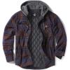 CQR Men’s Quilted Lined Flannel Hooded Shirt Jacket, Soft Warm Long Sleeve Outdoor Cotton Plaid Shirt Jackets(Stealth Woods Night)