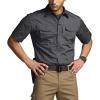 CQR Men’s Short Sleeve Tactical Shirts, UPF 50+ Ripstop Military Work Shirts, Breathable Button Down Outdoor Hiking Shirt(Journeyman Charcoal)