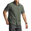 CQR Men’s Short Sleeve Tactical Shirts, UPF 50+ Ripstop Military Work Shirts, Breathable Button Down Outdoor Hiking Shirt(Metro Lichen)