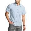 CQR Men’s Short Sleeve Tactical Shirts, UPF 50+ Ripstop Military Work Shirts, Breathable Button Down Outdoor Hiking Shirt(Metro Light Blue)